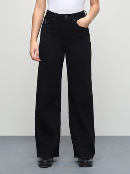 U.S. POLO ASSN. - Black Women High Rise Wide Leg Fit Jeans