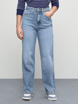 U.S. POLO ASSN. - Blue Women Whiskered Straight Fit Jeans