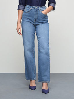 U.S. POLO ASSN. - Blue Women High Rise Straight Fit Jeans