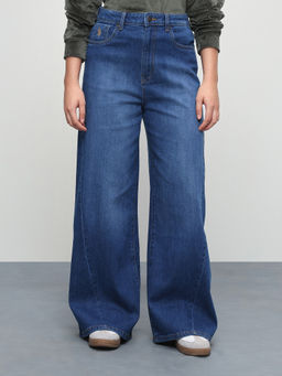 U.S. POLO ASSN. - Blue Women High Rise Wide Leg Fit Jeans