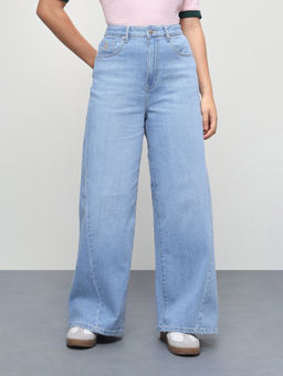 U.S. POLO ASSN. - Blue Women Light Washed Wide Leg Fit Jeans
