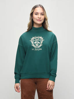 U.S. POLO ASSN. - Green Women Brand Printed Oversized Fit Sweatshirt