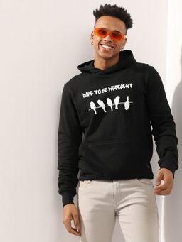 Campus Sutra - Men'S Black Dare To Be Different Hoodie With Kangaroo Pocket