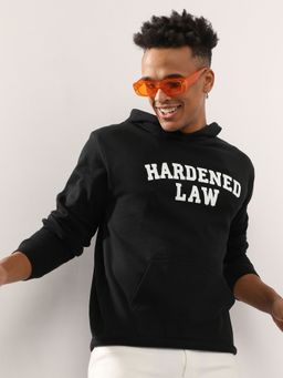 Campus Sutra - Men'S Black Hardened Law Hoodie With Kangaroo Pocket
