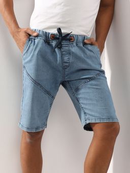 Campus Sutra - Men'S Blue Contrast Stitch Denim Shorts