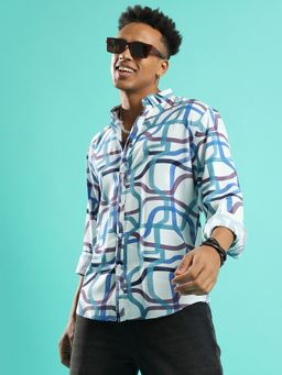 Campus Sutra - Men'S Abstract Print Button Up Shirt