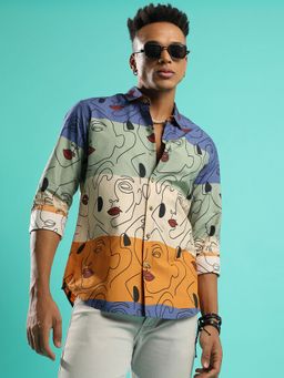 Campus Sutra - Men'S Multicolour Face Line Shirt