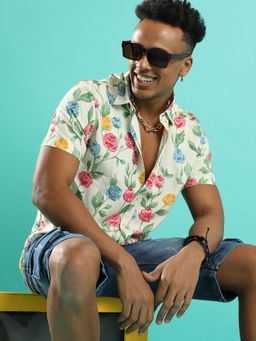Campus Sutra - Men'S Multicolour Rose Garden Print Shirt