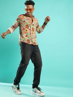 Campus Sutra - Men'S Multicolour Floral Cluster Shirt