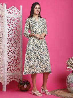 Rajnandini - Women Beige Cotton Dress