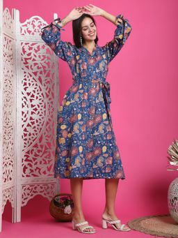 Rajnandini - Women Blue Cotton Dress