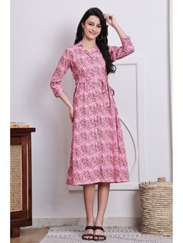 Rajnandini - Women Pink Cotton Dress