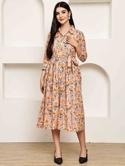 Rajnandini - Women Peach Cotton Dress