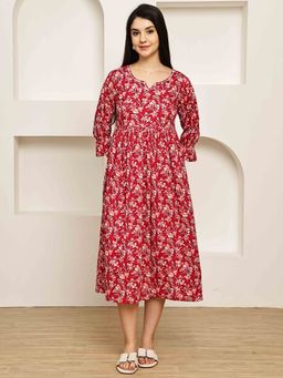 Rajnandini - Women Pink Cotton Dress