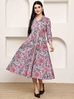 Rajnandini - Women Grey Cotton Dress