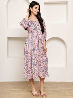 Rajnandini - Women Pink Cotton Dress