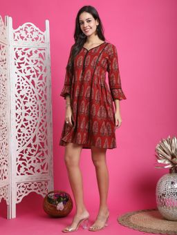 Rajnandini - Women Red Cotton Dress