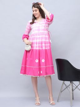 Rajnandini - Women Pink Cotton Knee Length Dress