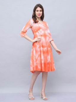 Rajnandini - Women Orange Cotton Knee Length Dress