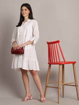 Rajnandini - Women White Cotton Dress