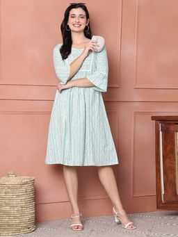 Rajnandini - Women Green Cotton Knee Length Dress