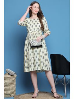 Rajnandini - Women Off White Cotton Knee Length Dress
