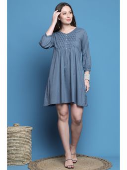 Rajnandini - Women Grey Cotton Dress