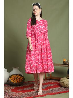 Rajnandini - Women Pink Cotton Dress