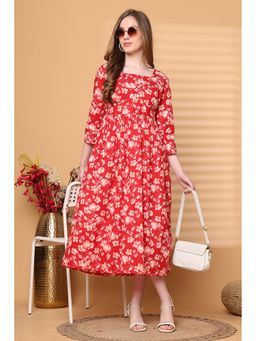 Rajnandini - Women Red Cotton Dress