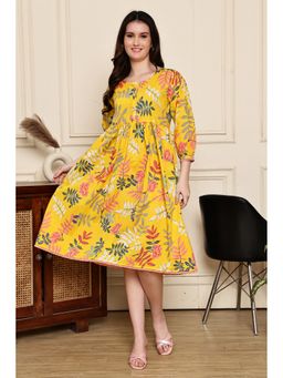 Rajnandini - Women Yellow Cotton Knee Length Dress