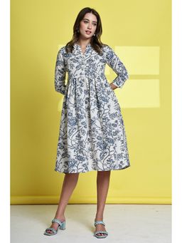 Rajnandini - Women Off White Cotton Knee Length Dress