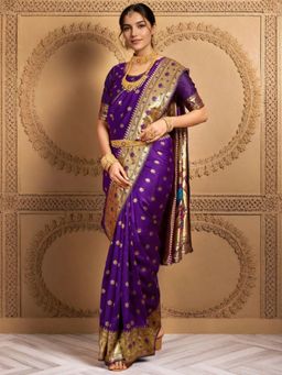 Odette - Women Lavender Silk Woven Saree with Unstitched Blouse
