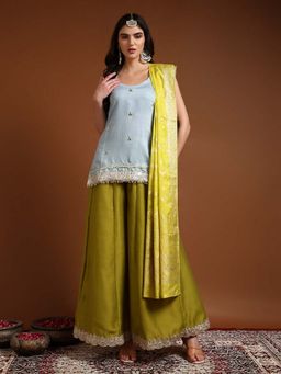 Mahukaa - Women Multi-Color Embroidered Kurta with Sharara and Dupatta