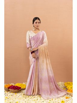 Sedora Couture - Women Tissue Printed Pink Saree with Unstitched Blouse