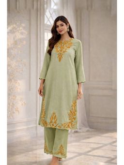 SUTRA CLOTHING - Women Green Embroidered Co-Ord Set