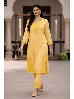 SUTRA CLOTHING - Women Yellow Embroidered Co-Ord Set