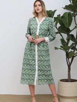 Trenbee - Green Full Sleeveless Midi Dress