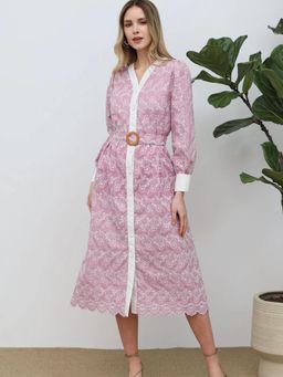 Trenbee - Pink Full Sleeveless Midi Dress