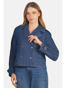 Virgio - Solid Cotton Double Breasted Denim Blazer