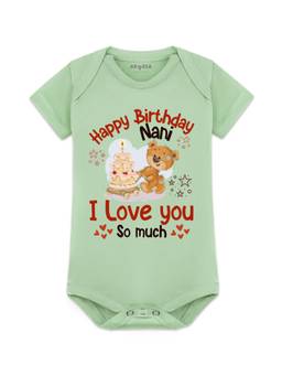 Arvesa - Green Happy Birthday Nani Printed Bodysuit