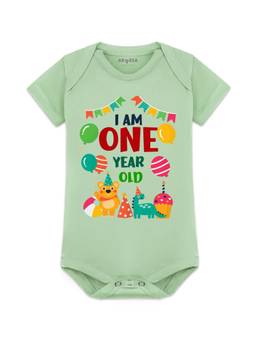 Arvesa - Green One Year Birthday Printed Bodysuit (9-12 Months)