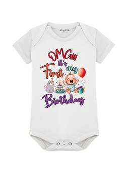 Arvesa - White One Year Birthday Printed Bodysuit (9-12 Months)