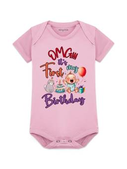Arvesa - Pink One Year Birthday Printed Bodysuit (9-12 Months)