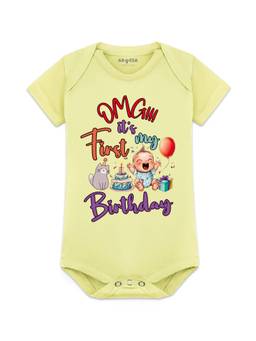 Arvesa - Yellow One Year Birthday Printed Bodysuit (9-12 Months)