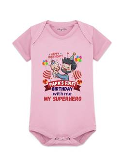 Arvesa - Pink Papa First Birthday With Me Printed Bodysuit