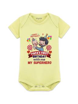 Arvesa - Yellow Papa First Birthday With Me Printed Bodysuit