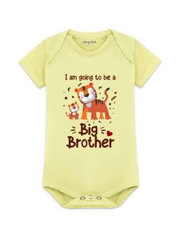 Arvesa - Yellow I Am Going To Be Big Brother Printed Bodysuit
