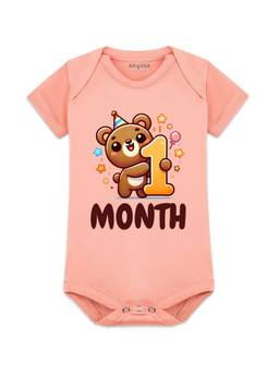 Arvesa - Peach 1 Month Printed Bodysuit (0-3 Months)