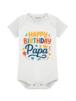 Arvesa - White Happy Birthday Papa Printed Bodysuit