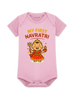 Arvesa - Pink My First Navratri Printed Bodysuit